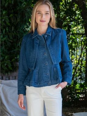 Benaar Denim Peplum Vest and Crop Jacket Set - Blue Jean western-  small- NWT